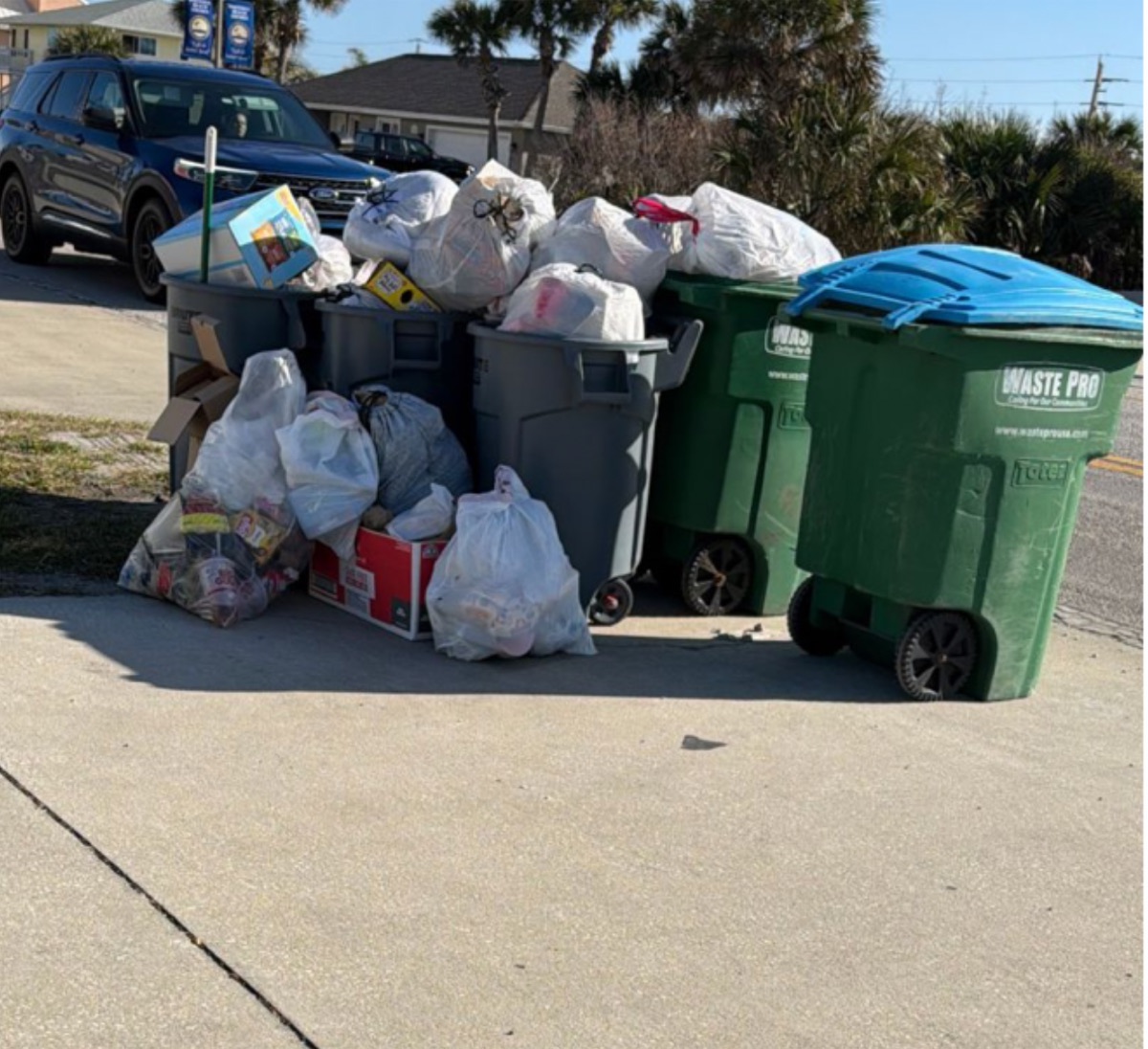 Trash pile at the curb